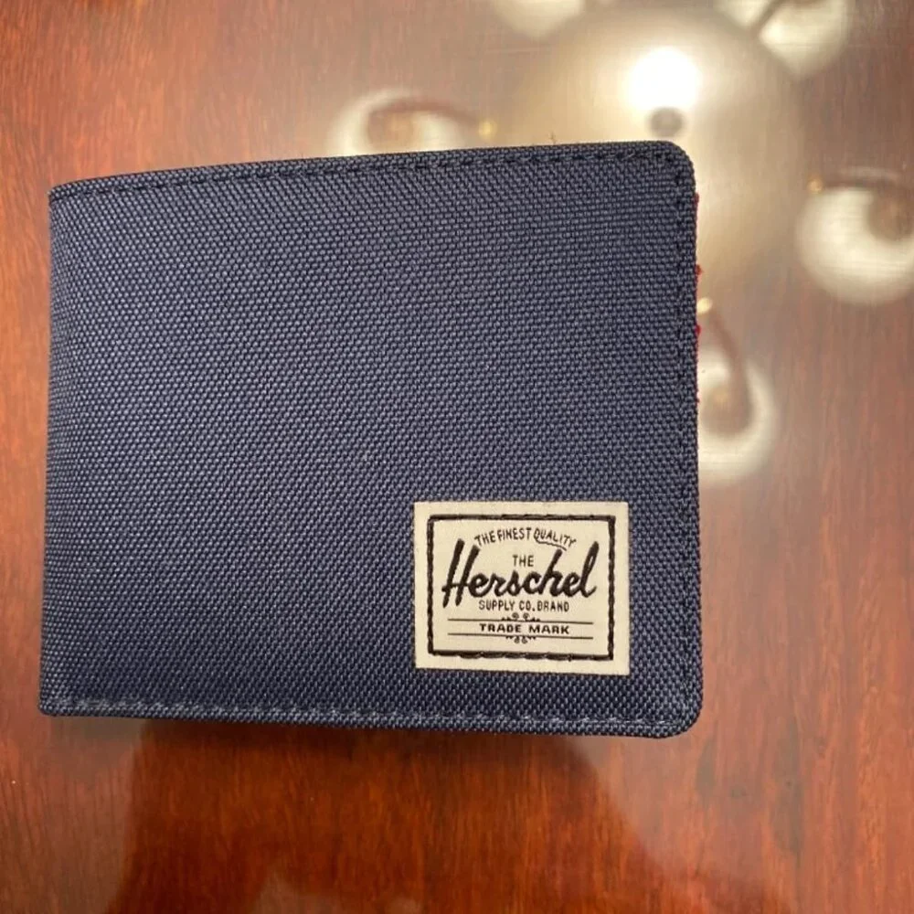 Herschel unisex adult Roy RFID Bi Fold Wallet, Navy/Red, One Size US